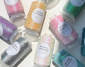 Metallic Braid Thread | Non-Stretch Shimmery Yarn | 1 Cone (100g / ~240m) | Crochet, Trims & Decorative Crafts