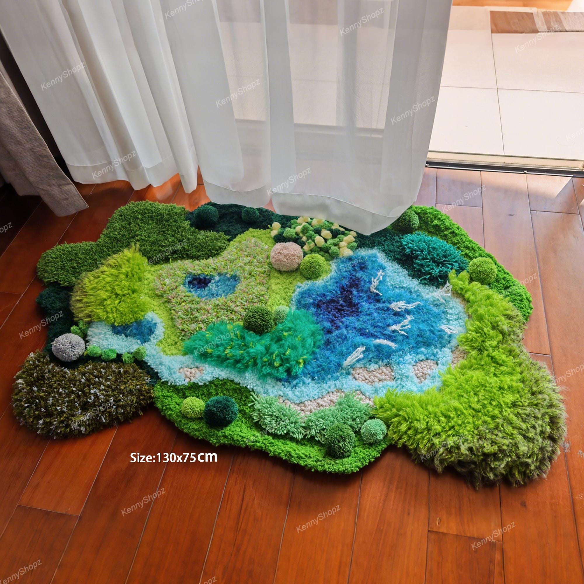 River Rug Custom 3D Moss River Landscape Rug | DIY Kit or Finished | Fluffy Latch Hook ...
