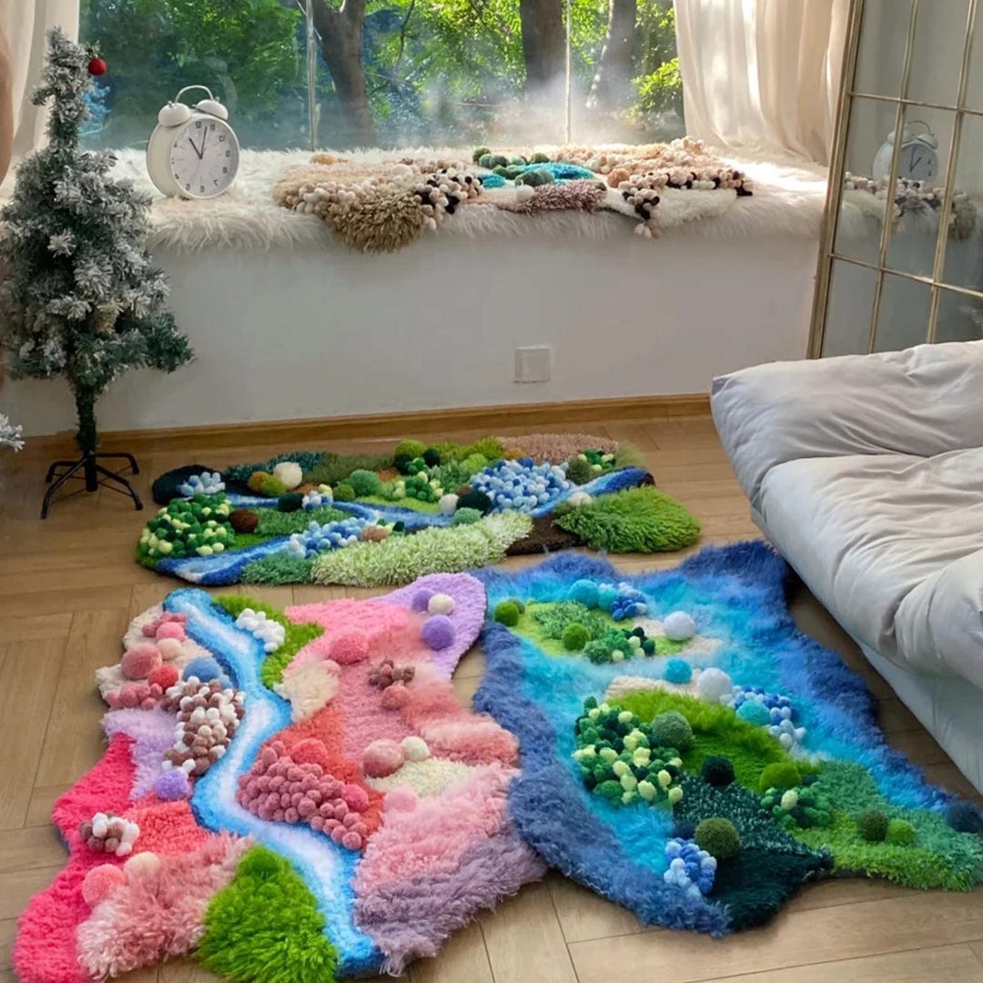 Moss Rugs Materials Bag, DIY Moss Rug Kit, Handmade Carpet With River ...