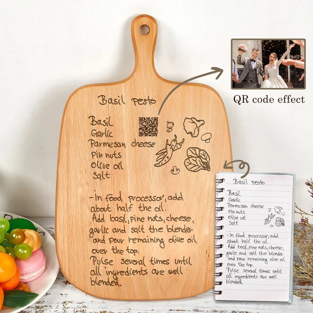 Handwritten Recipe Cutting Board for Mom, Personalized Cutting Board