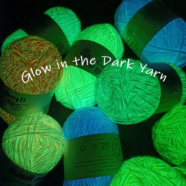 Glow in the Dark Yarn, Handwoven Luminous Yarn, 60 yards Night Glow UV Reactive Luminous Florescent