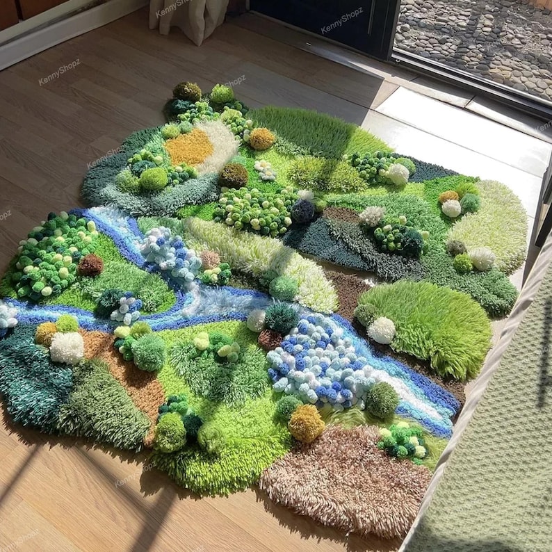 3D Moss Carpet | DIY Kit or Finished | Irregular Latch Hook Rug ...