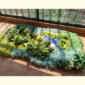 Custom Latch Hook Rugs, Handmade Moss Rugs, 3D Cozy Fluffy Rug, Home Irregular Carpet, Landscape Rugs