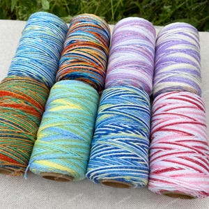 Multicolor Glitter Baumwollfaden | 1 Spule (100g / ~180 m) | 1 mm Ombre Makramee Schnur | 15-fädiges Handwerksgarn