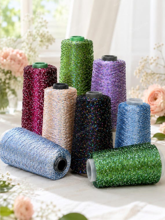 Sequin Yarn | 1mm Sparkly Cotton Polyester Blend | 250g for Crochet Knitting