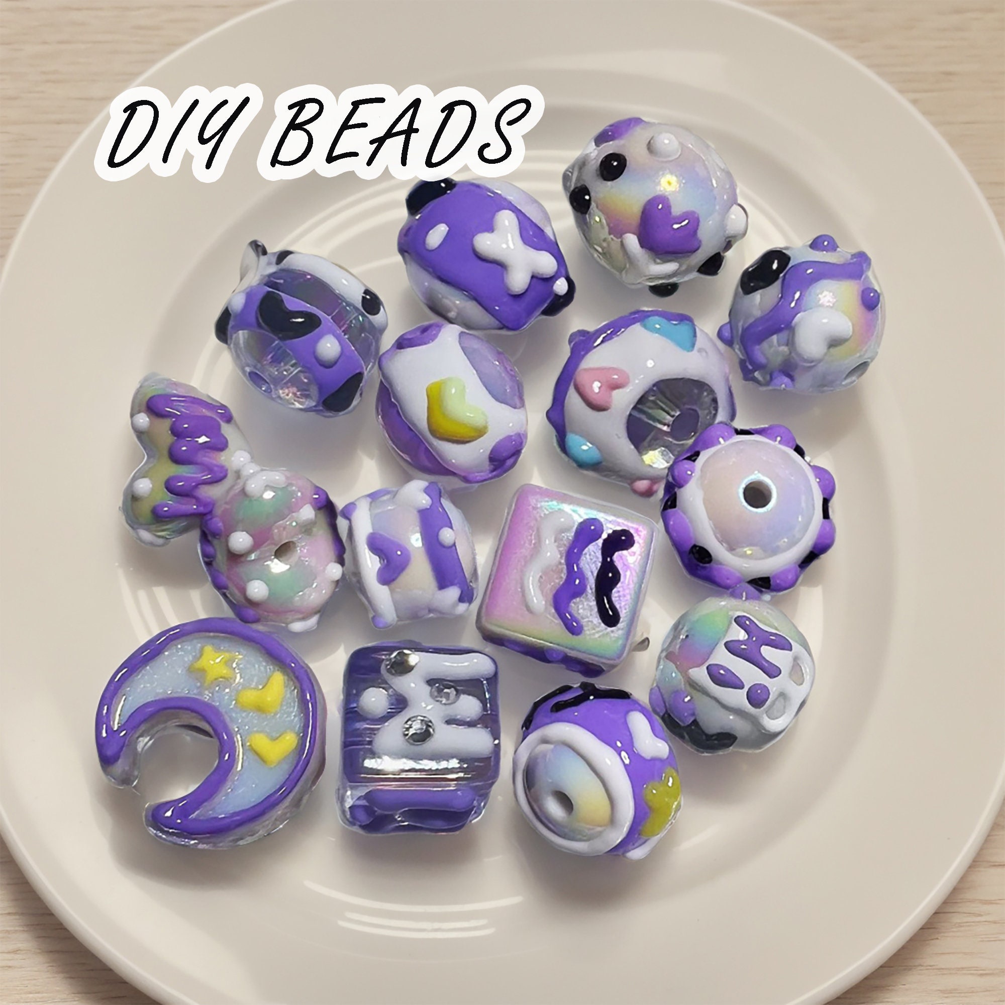 Glitter Heart Pony Beads, Kandi Beads, Heart Beads, Spacer Beads 
