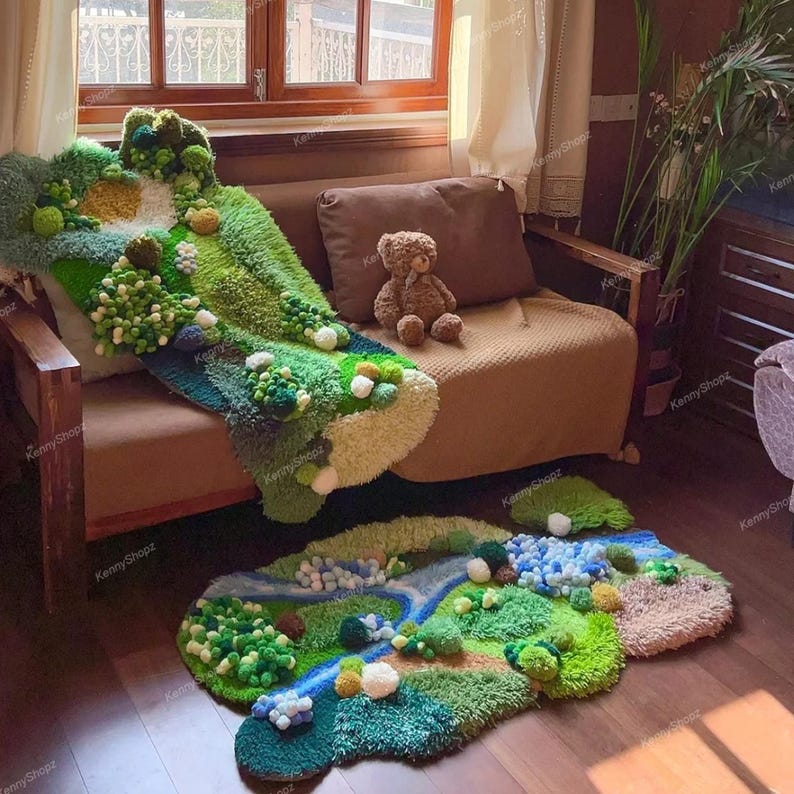 3D Moss Carpet | DIY Kit or Finished | Irregular Latch Hook Rug ...