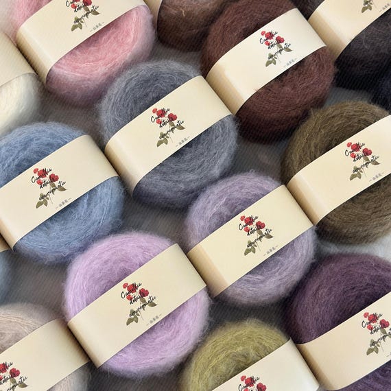 Solid Kid Mohair Lace Yarn | 1 Ball (50g / 230m) | Soft Fluffy Yarn | Knitting Crochet