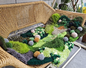 3D Moss Landscape Rug | DIY Kit or Finished | Irregular Latch Hook Rug | Custom Size