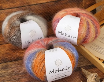 Hand Dyed Rainbow Kid Mohair Silk Lace Yarn | Long Gradient | Knitting Crochet