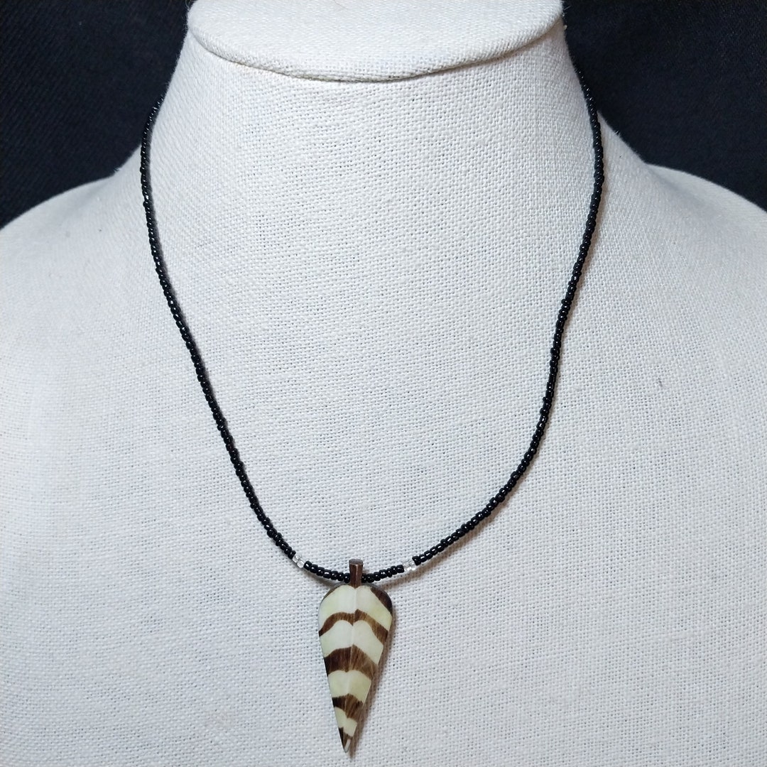 African Bone Pendant Necklace 18 In - Etsy