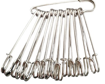 12 Vintage new old stock - Large 3 Inch Safety Pins 3 inch Heavy Duty , For Crafts