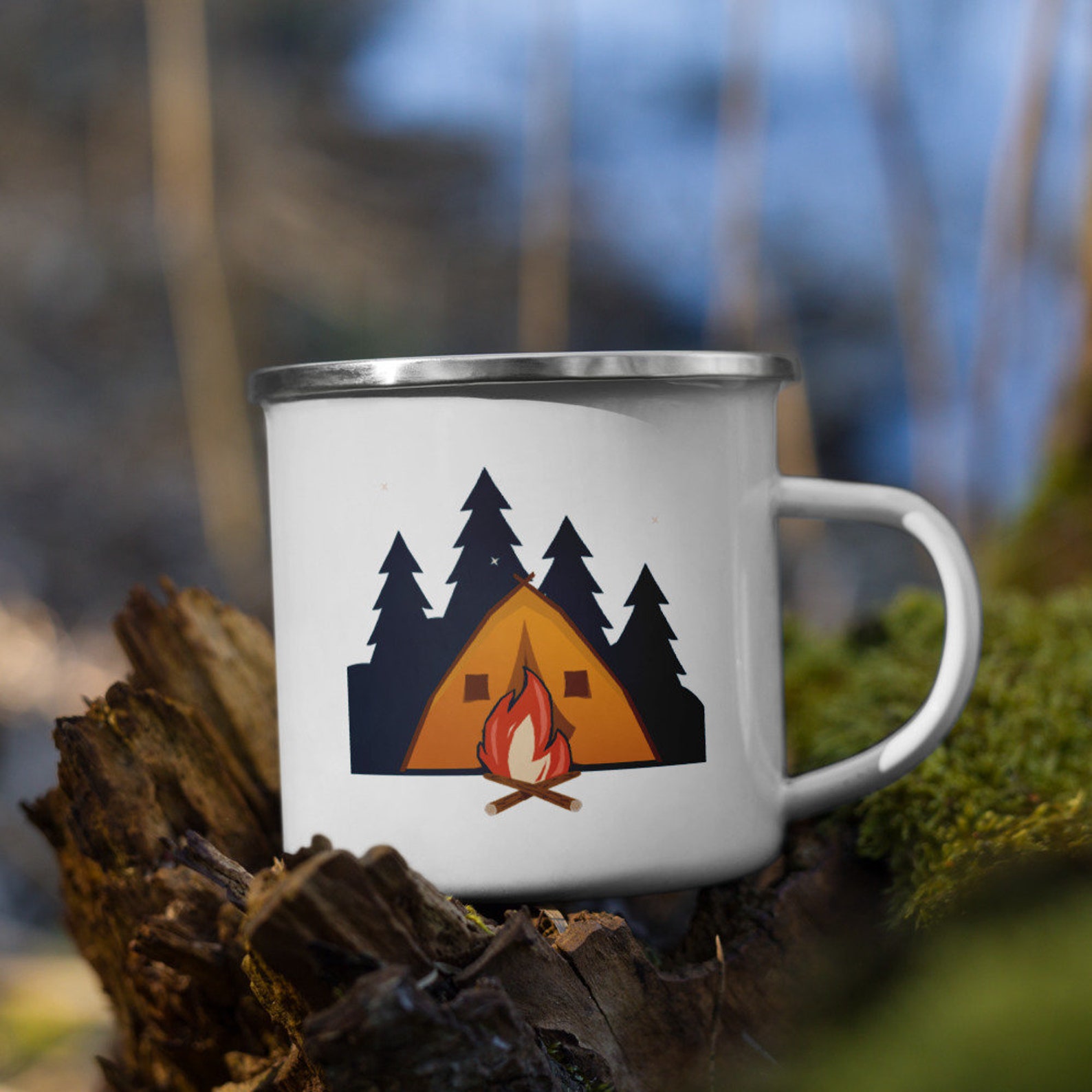 Enamel Mug Camp Fire Camping Etsy
