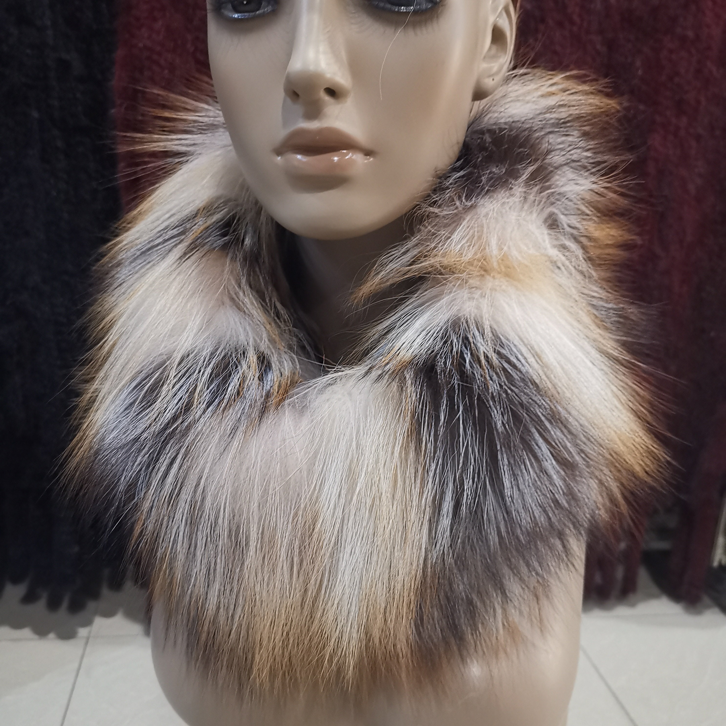 Real Fur Collar Natural Fur Fox Accessories Warmer Scarf for | Etsy