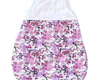 Gigoteuse turbulette bébé 0-6 mois  motifs fleurs de cerisiers rose cadeau naissance fille