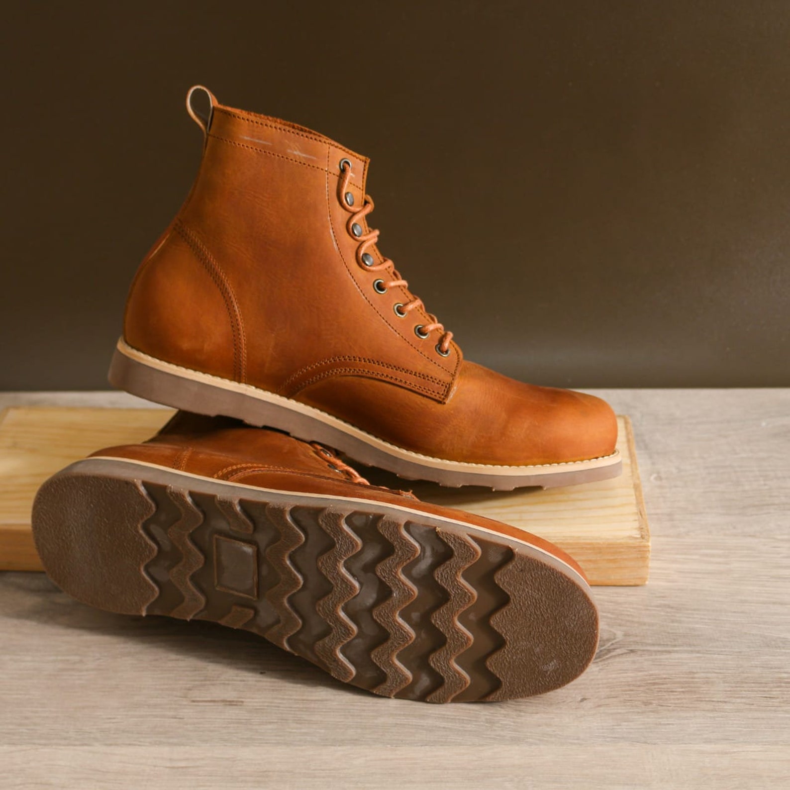 Vintage Crazy Horse Leather Boots Boston Warrior Brown Etsy