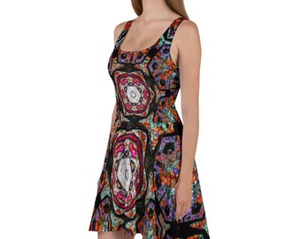 In The Zone Fractal Printed Skater Dress