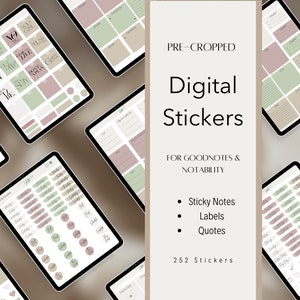 Aesthetic Pre-Cropped Digital Stickers: Perfect for Daily Planning on GoodNotes, Notability, iPad, Neutral Sticker Collection