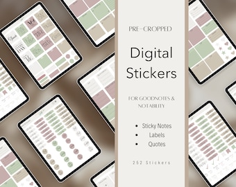 Aesthetic Pre-Cropped Digital Stickers: Perfect for Daily Planning on GoodNotes, Notability, iPad, Neutral Sticker Collection