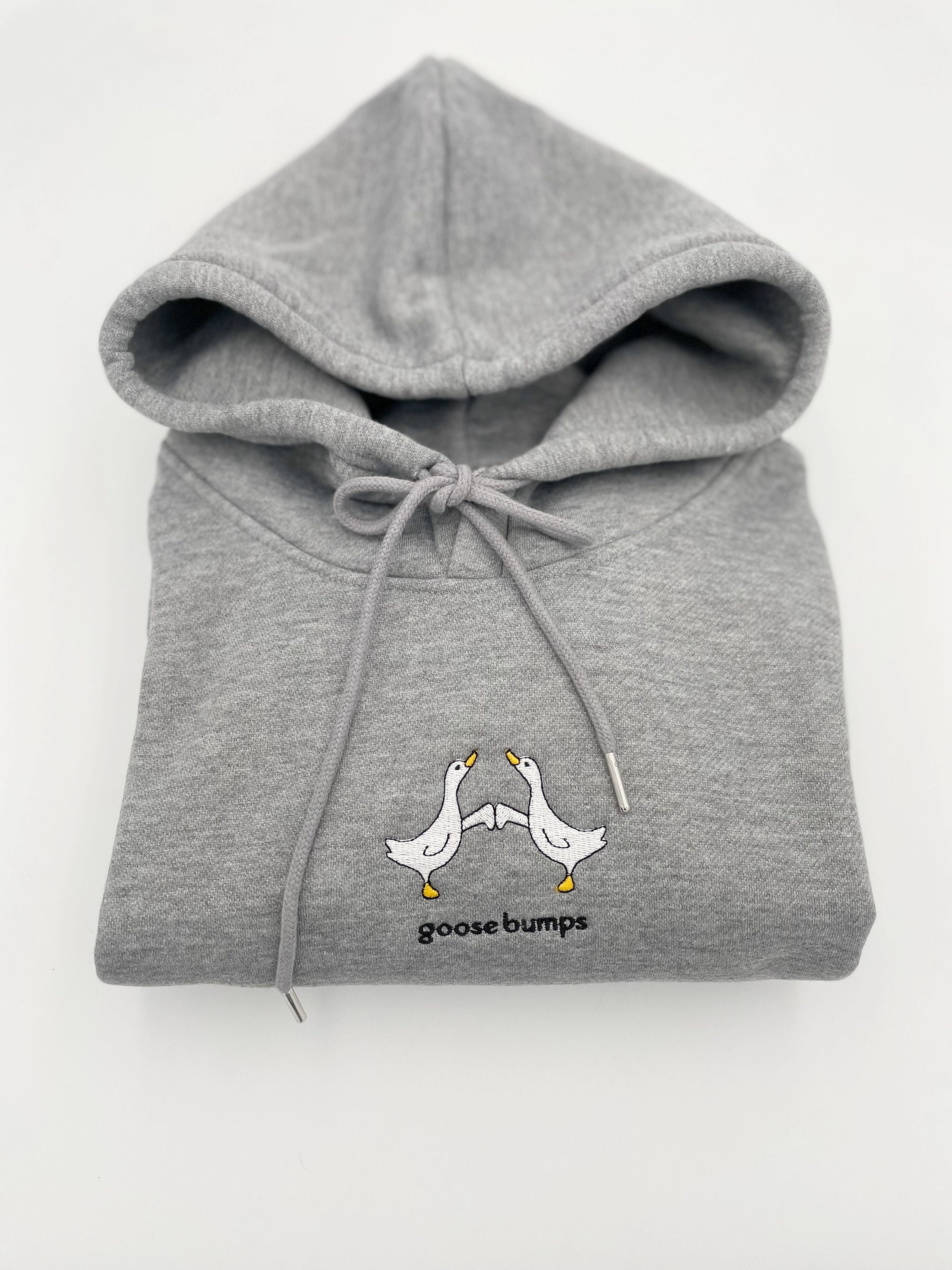 Embroidered Goose Bumps Hoodies I Funny Hooded Sweatshirt I Unisex Oversized Hooded Sweatshirt I Soft and Cozy Embroidered Goose Hoodie