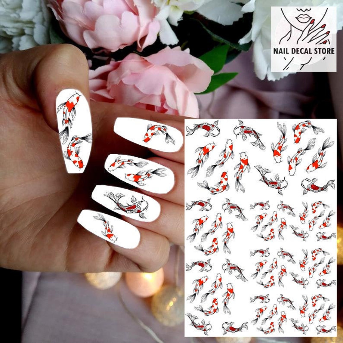 Waterslide Nail Decals Koi Fish Art water transfer Nail | Etsy