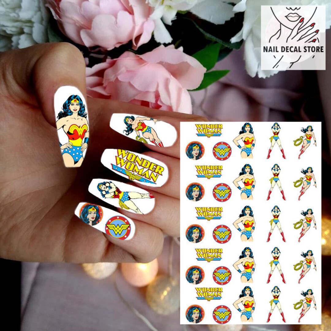 Waterslide Nail Decals Wonder Woman Comic Water Transfer Nail - Etsy