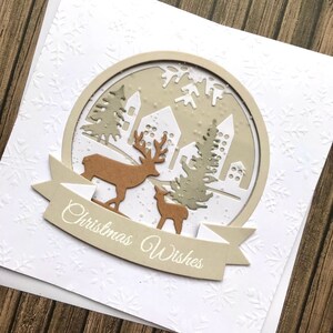 Karte „SANTA'S WHITE VILLAGE“, Weihnachtsgrüße, Frohe Weihnachtskarte, Frohe Feiertagskarte, als Weihnachtsgeschenk, Weihnachtslandschaft
