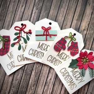 5 fermetures de colis « CHRISTMAS PREMIUM TAGS », fermetures de colis de Noël, cartes cadeaux de Noël, cartes 3D, étiquettes cadeaux de Noël
