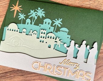 “HOLY NIGHT” card, Christmas greetings, Merry Christmas card, happy holidays card, Christmas gift card, Christmas nativity scene