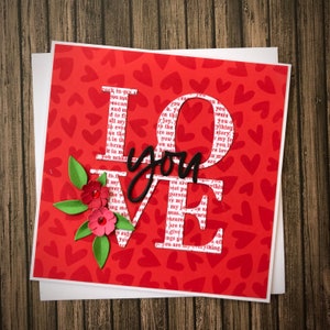 „SCARLET HEARTS“-Karte, Liebeskarte, Valentinstag, für Freunde, für Verliebte, I love you-Karte, Happy Valentine's Day