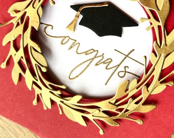 Gold Graduation Wreath Graduation Card, Congratulations Card, Graduation Card, Graduation Wishes, Graduation Laurel Wreath