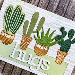 Carte « SUCCULENTES - CÂLINS », carte pour envoyer des câlins, carte avec plantes succulentes, cactus, distance, carte affectueuse