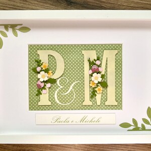 CORNICE PER SPOSI, quadro personalizzato con nomi degli sposi, auguri per anniversario, regalo per coppia, nozze d’oro e d’argento