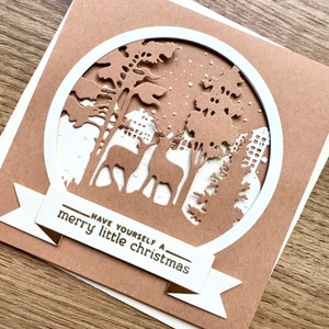 Kartka „CHRISTMAS IN WOODLAND”, życzenia świąteczne, kartka Wesołych Świąt, kartka wesołych świąt, kartka Wesołych Świąt, bożonarodzeniowy pejzaż