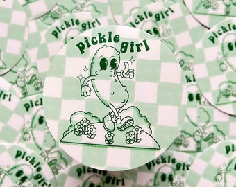 Pickle Girl Sticker | Pickle Lover | Retro | Aesthetic  3x3 in.