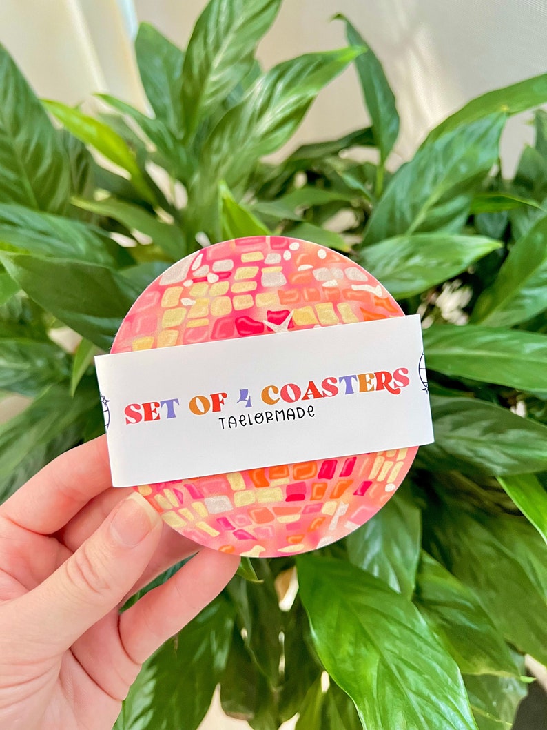 Pink Disco Ball Coaster Set Barware Home Decor Kitchen Party Supplies 3