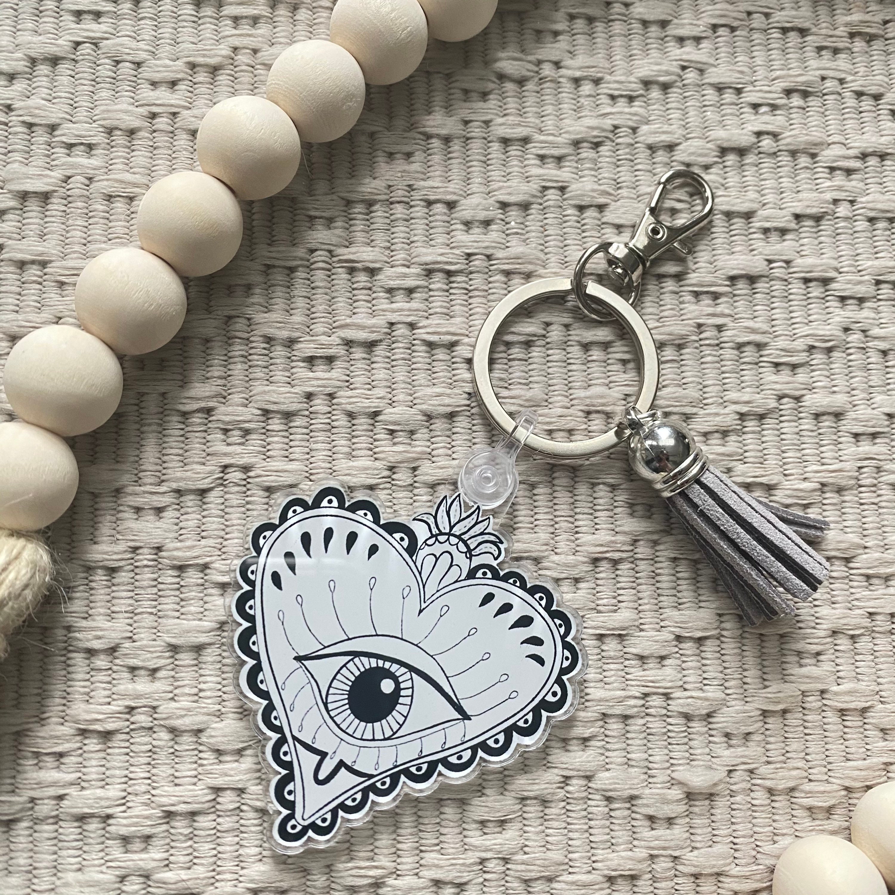 Heart Eyes Acrylic Keychain Evil Eye Keychain Aesthetic Etsy