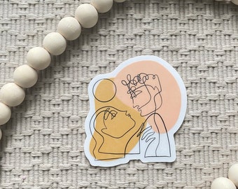 Lovers Clear Sticker | Line Drawing Couple | Clear Vinyl Sticker | Waterproof Sticker | Laptop Sticker | Waterproof | Minimalist 2.5x3 in.