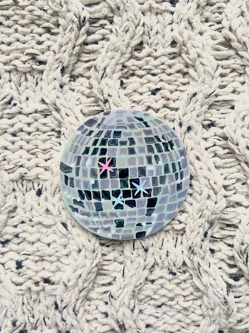 Holographic Classic Disco Ball Sticker Mirrorball Taylor Swift Groovy Aesthetic 3x3 in. image 1