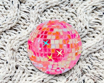 Holographic Pink Disco Ball Sticker | Mirrorball | Taylor Swift | Groovy | Aesthetic  3x3 in.