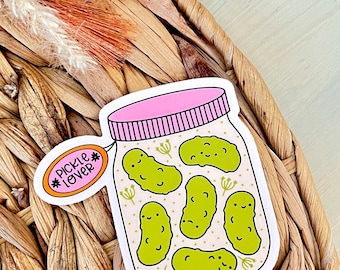 Pickle Lover Sticker | Pickle Jar | Cute | Retro | Aesthetic  3x2.9 in.