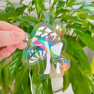 Mushroom Baby Pink Suncatcher Sticker | Prismatic Window Decal | Rainbow Maker | Window Cling | 3x 2.5 in.