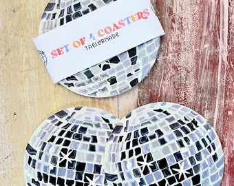 Classic Disco Ball Coaster Set | Barware | Home Decor | Kitchen | Party Supplies | 3.7x3.7 inch