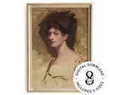 Lady Hester Art Print Printable Wall Art Vintage Woman Studio Portrait Oil On Canvas Painting Posters Home Decor Digital Download
