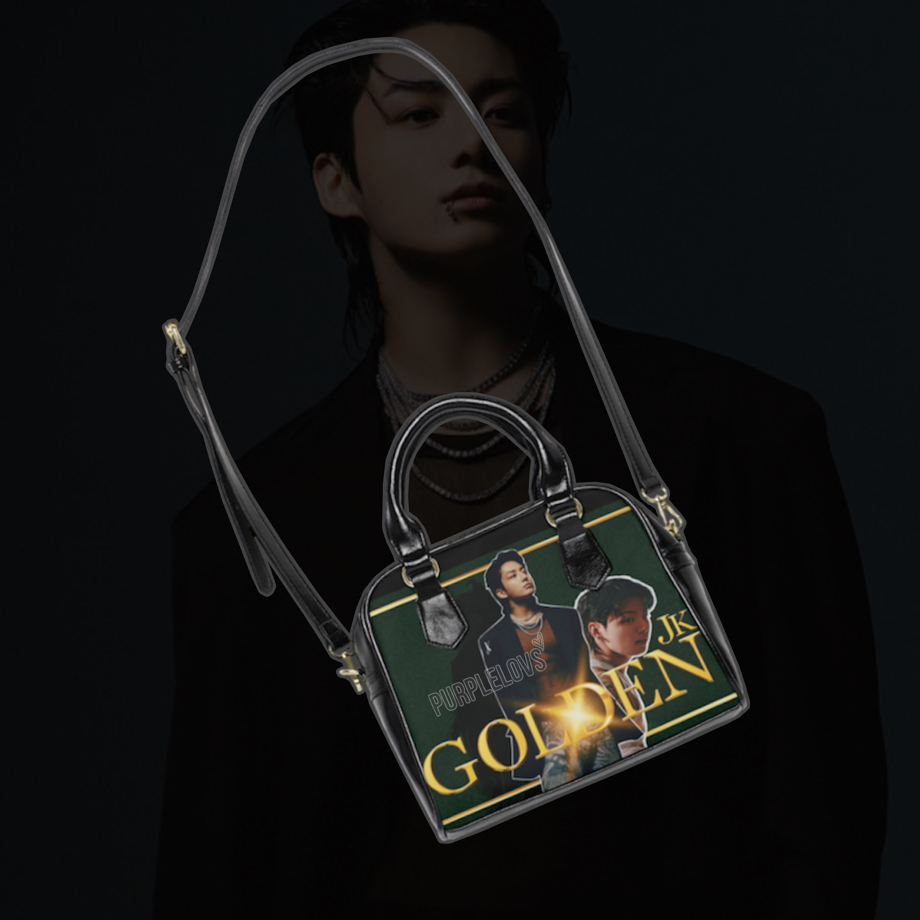 BTS JUNG KOOK GOLDEN ショルダーバッグ BTS JUNGKOOK GOLDEN Shoulder Bag Black with Photocard