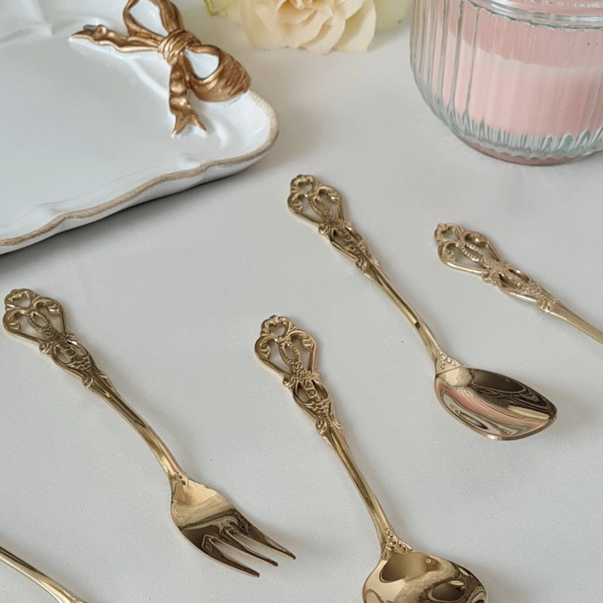 Luxury Stainless Steel 5 Piece Spoon and Fork Set Etsy UK