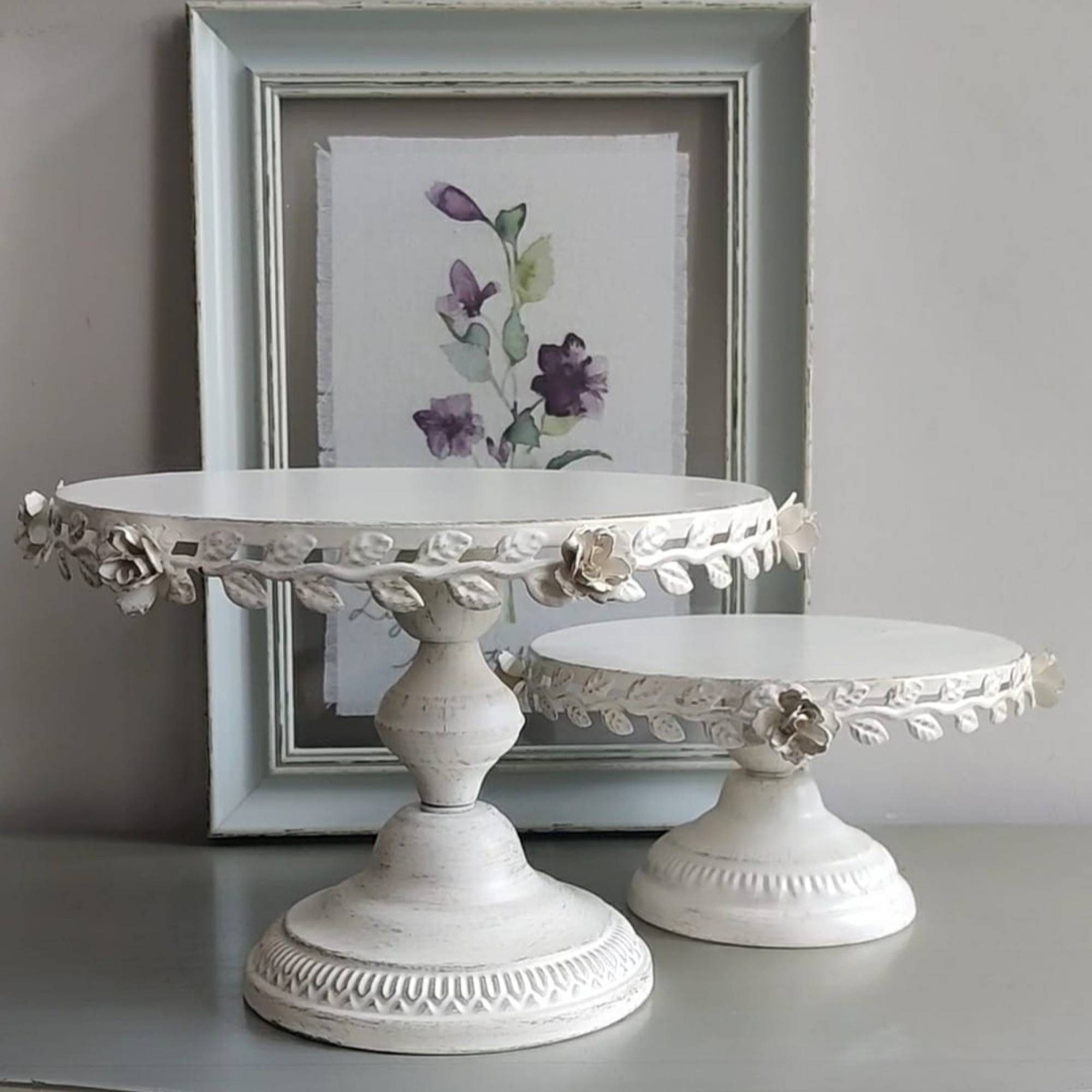Ivory Rustic Cake Stand small Etsy
