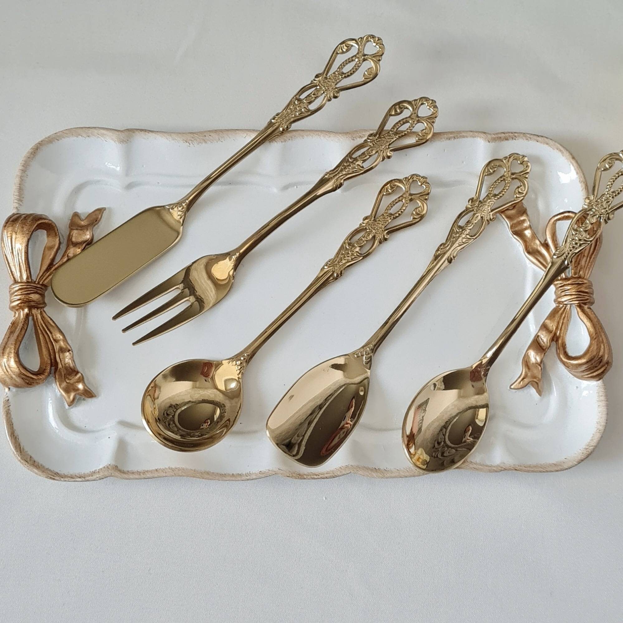 Luxury Stainless Steel 5 Piece Spoon and Fork Set Etsy UK