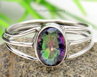 Mystic Quartz Ring, 925 Sterling Silver Jewelry Ring, Gift For Her, Mystic Rainbow Quartz, Wedding Ring, Mystic Quartz Ring For Girl,