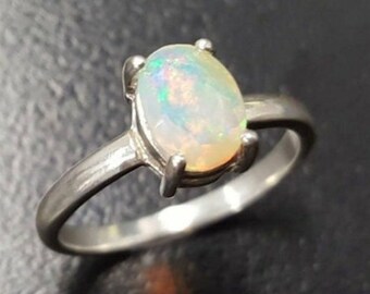 Opal Ring / 925 Sterling Silver Ring / Oval Cabochon Ring / Wedding Ring / Anniversary Ring /  Engagement Ring / Beautiful Ring gift for her